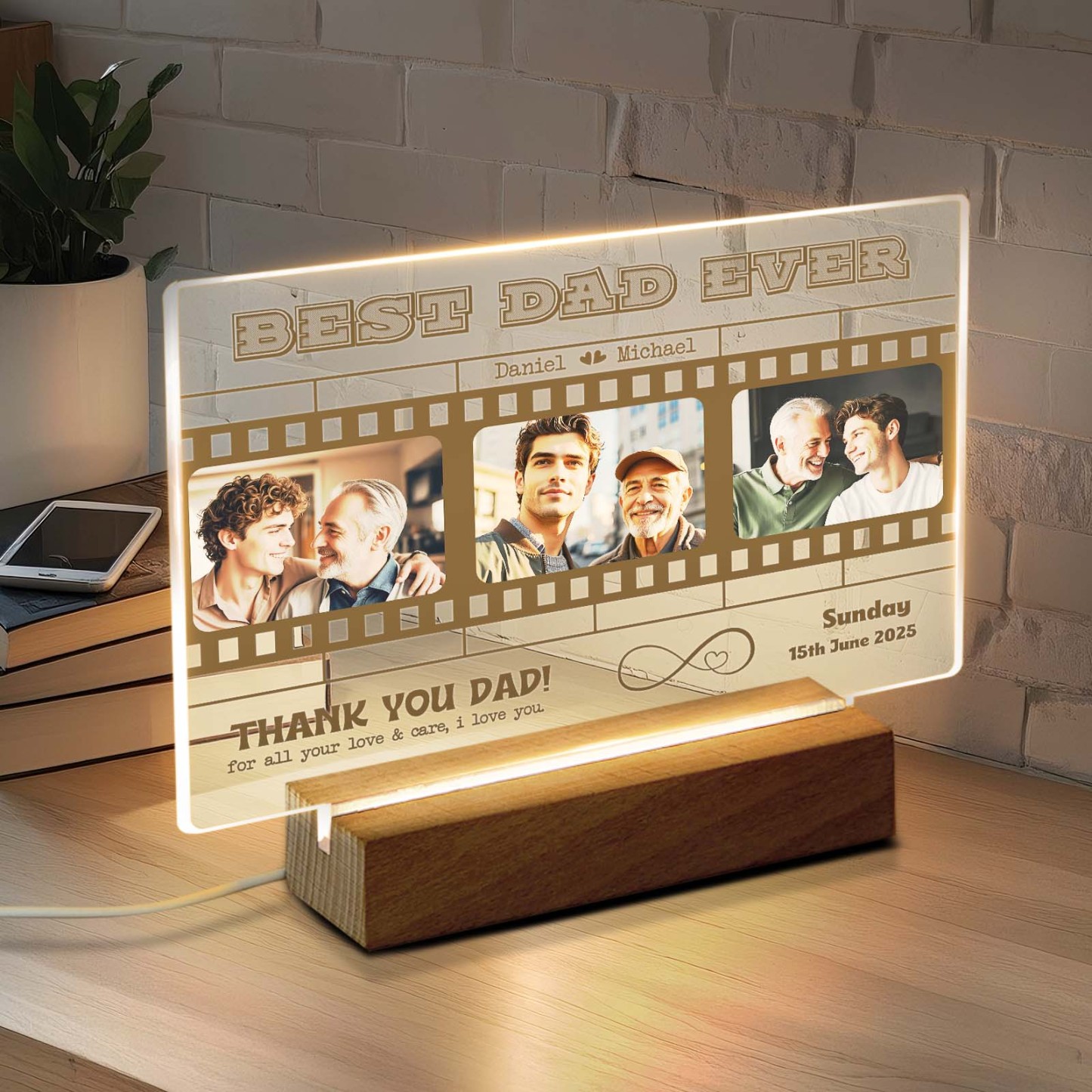 Father's Day Gift Personalized Photos and Text Night Light Best Mom Ever Gift for DAD Custom Present