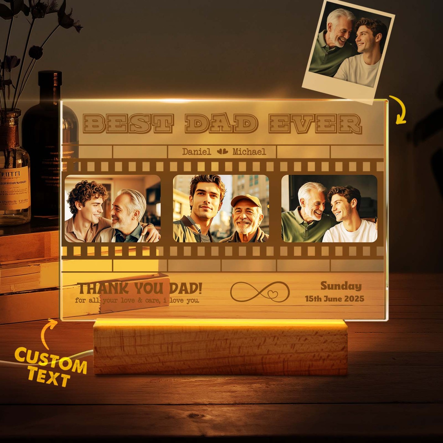 Mother's Day Gift Personalized Photos and Text Night Light Best Mom Ev