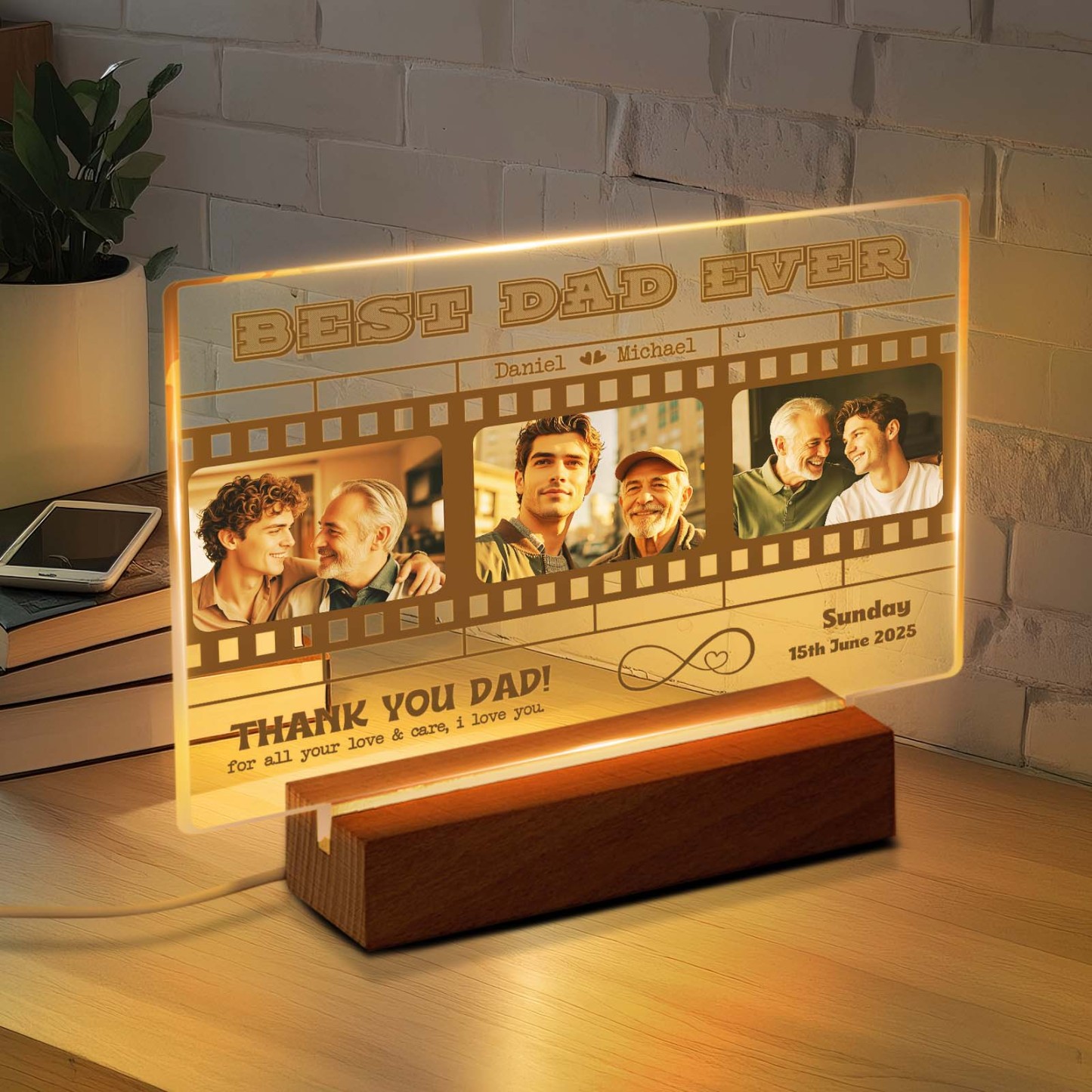Father's Day Gift Personalized Photos and Text Night Light Best Mom Ever Gift for DAD Custom Present