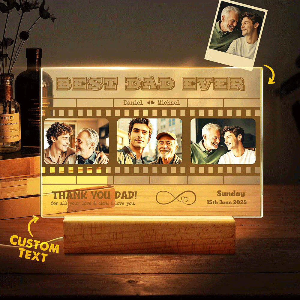 Father's Day Gift Personalized Photos and Text Night Light Best Mom Ever Gift for DAD Custom Present