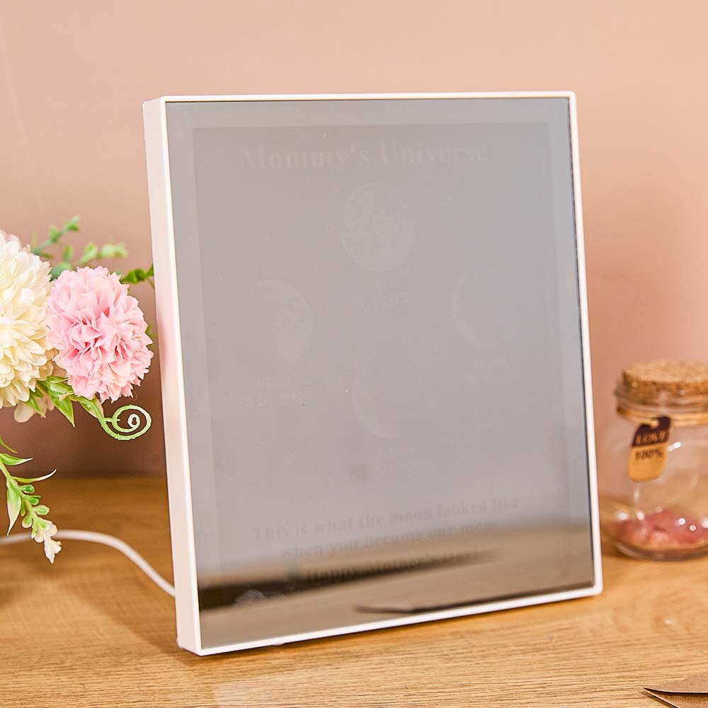 Mommy's Universe - Personalised Customised Starry Moon Phase Mirror Lightboxes