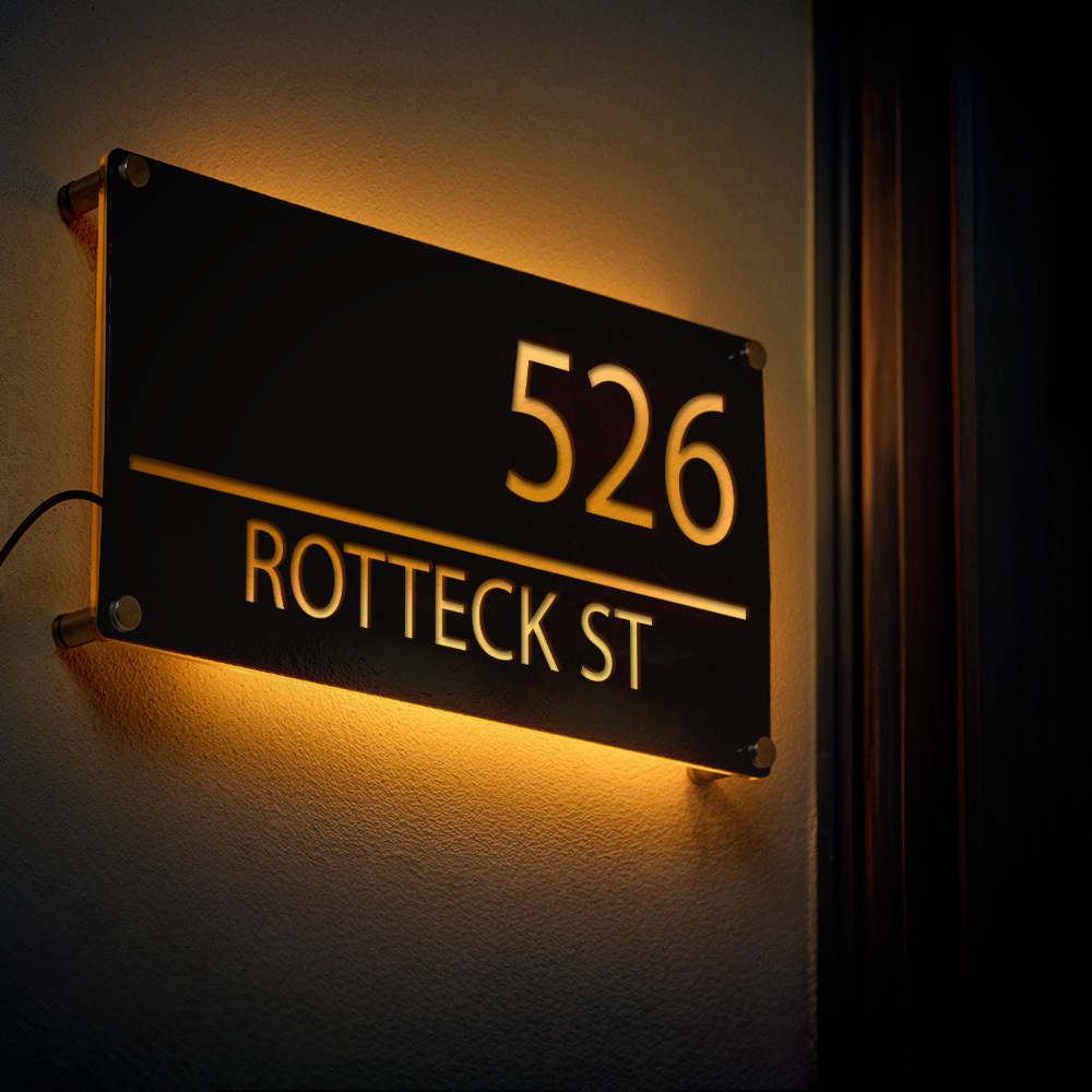 Custom LED House Number ,Illuminated House Number, Vertical Address Plaque, Modern House Numbers, Horizontal Address Sign, Address Number