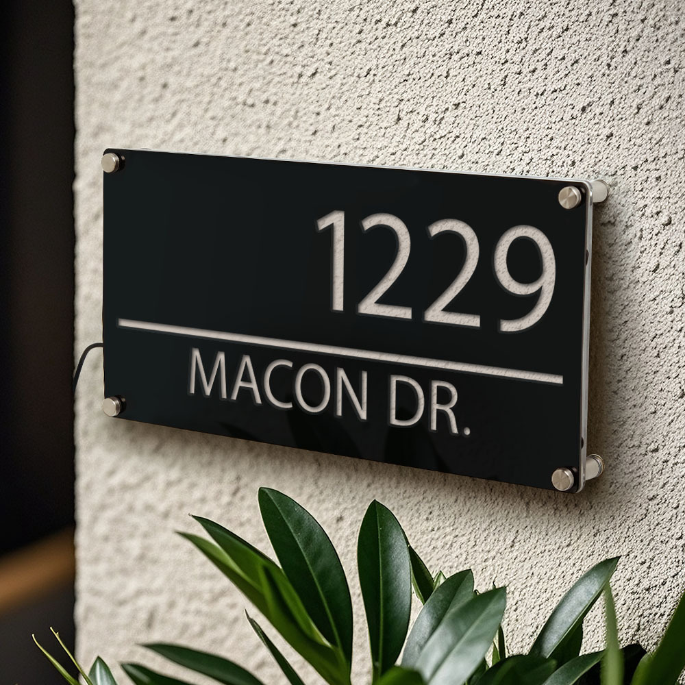 Custom LED House Number ,Illuminated House Number, Vertical Address Plaque, Modern House Numbers, Horizontal Address Sign, Address Number