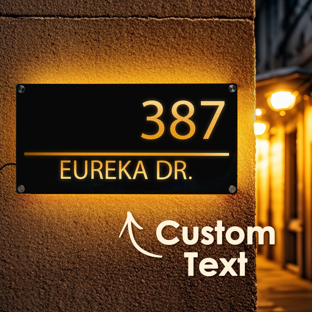 Custom LED House Number ,Illuminated House Number, Vertical Address Plaque, Modern House Numbers, Horizontal Address Sign, Address Number