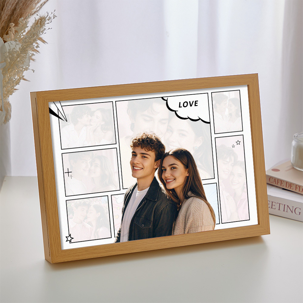 Custom Photo Light Photo Collage Love Couple Lamp Anniversary Gifts - PhotoMoonLamp