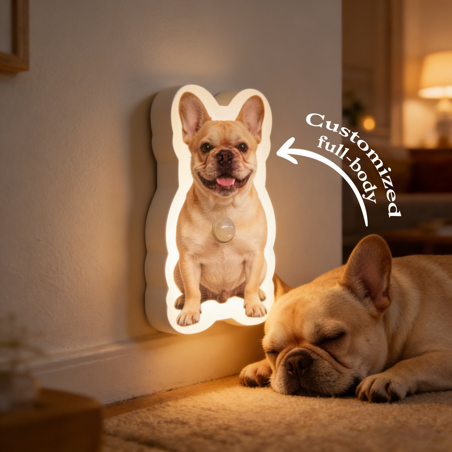 Personalized Cat & Dog Motion Sensor Wall Lamp Custom Pet Photo Night Light for Pet Lover