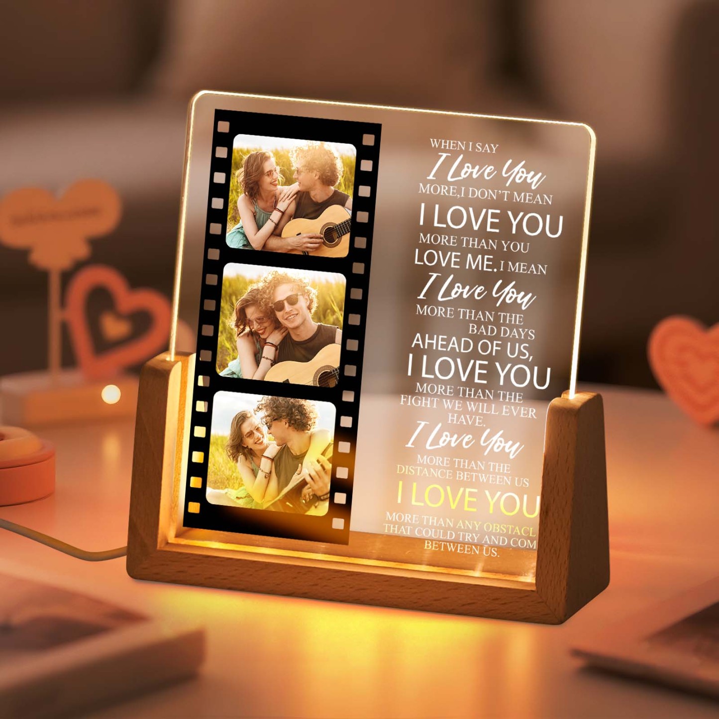 Valentine's Gifts Personalized Photos Acrylic Led Night Light Gift for Anniversary