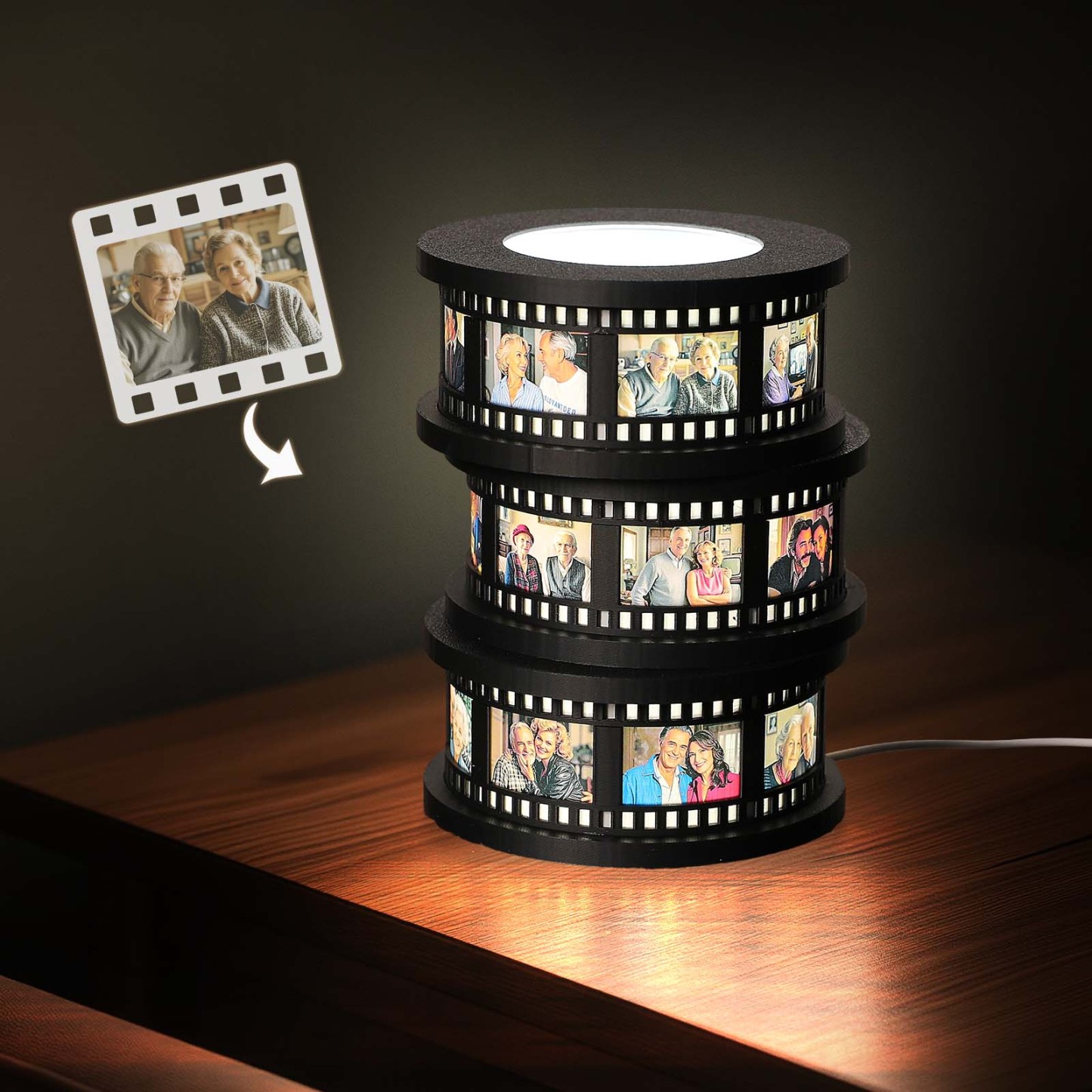 Custom Photo Movie Strip Light Vintage Film Reel Lamp - PhotoMoonLamp