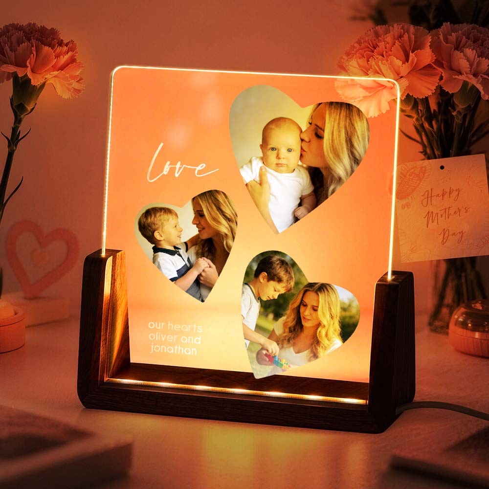 Custom Photo Timeline Acrylic Night Light Personalized Photo & Text LED Lamp Gift for Mother's Day
