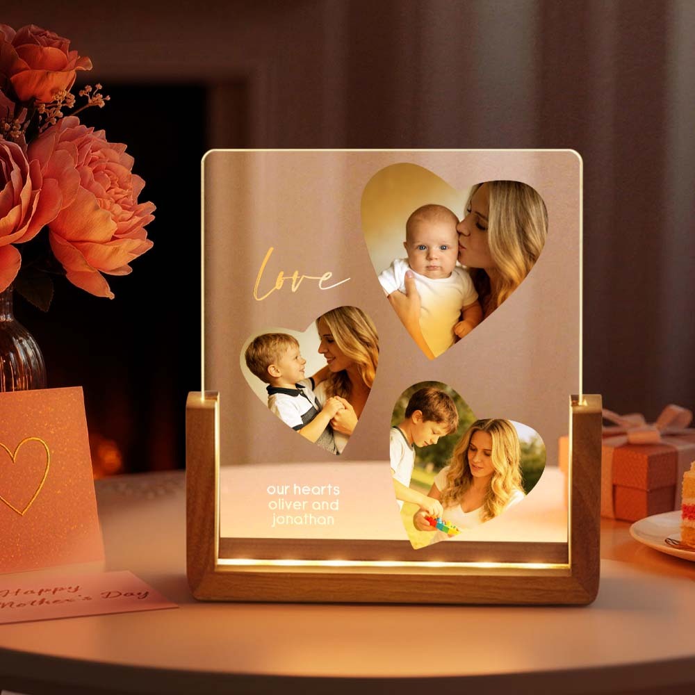 Custom Photo Timeline Acrylic Night Light Personalized Photo & Text LED Lamp Gift for Mother's Day