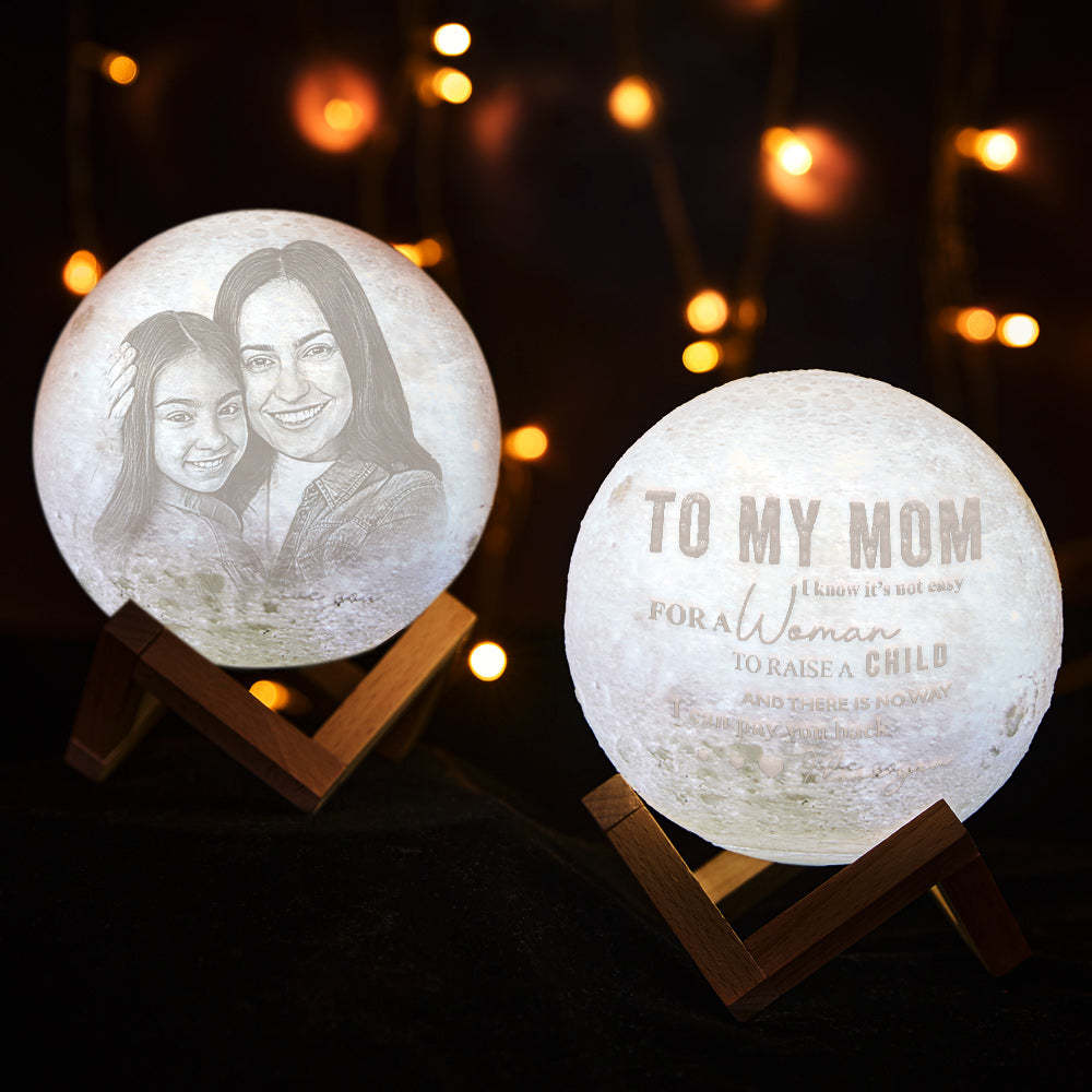 Mother's Day Gifts Custom 3D Printing Photo Moon Lamp Magic Lunar With Photo & Text - Touch Two/Three Colors(10cm-20cm)