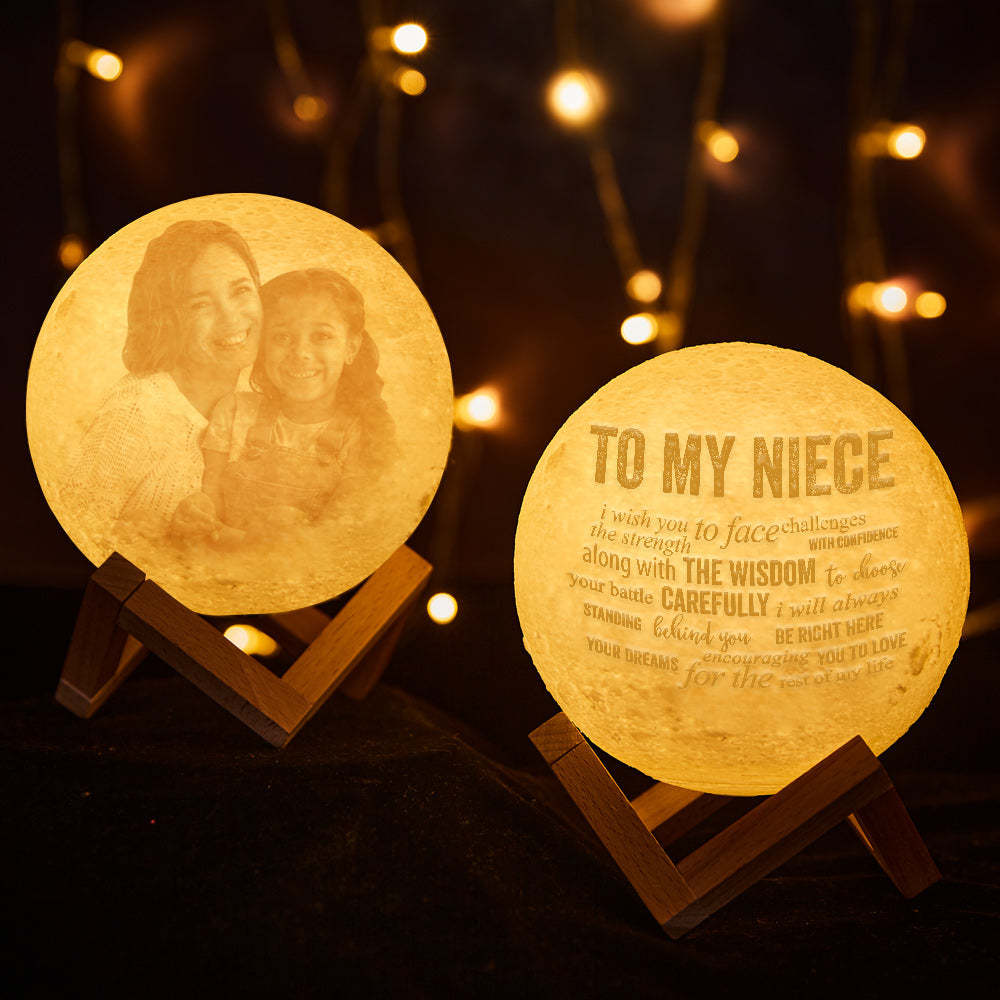 Custom Photo Moon Night Light Birthday gift To My Niece Gift From Aunt