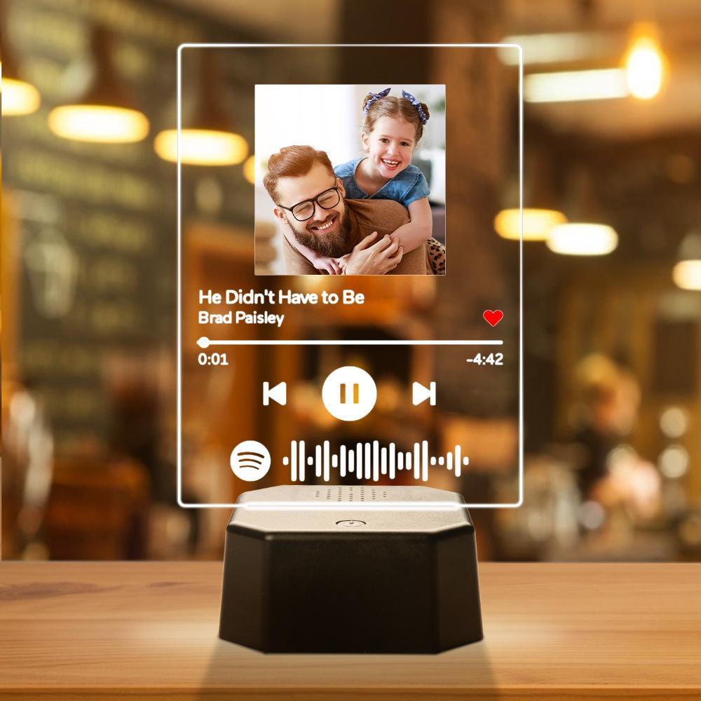 Personalized Photo Spotify Song Light Up Plaque & Stand Bluetooth Speaker Anniversary Gift