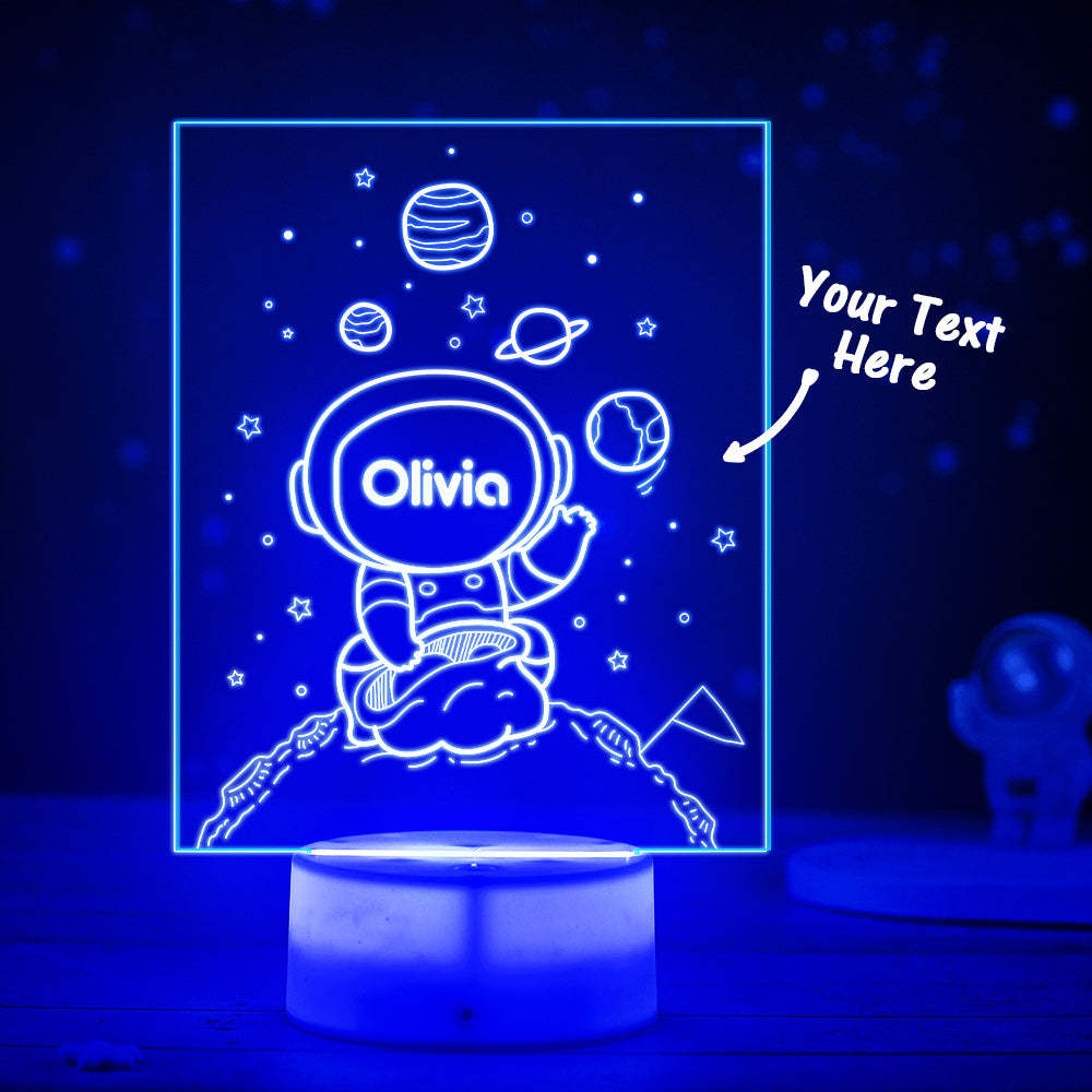 Personalized Name Sign LED Night Light Multi Colour Kids Astronaut Spaceman Space Bedroom - photomoonlamp