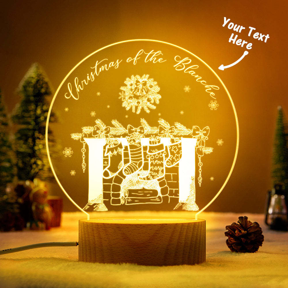 Personalized Family Christmas stocking light Engraved Name Lamp For Bedroom Decor - photomoonlamp