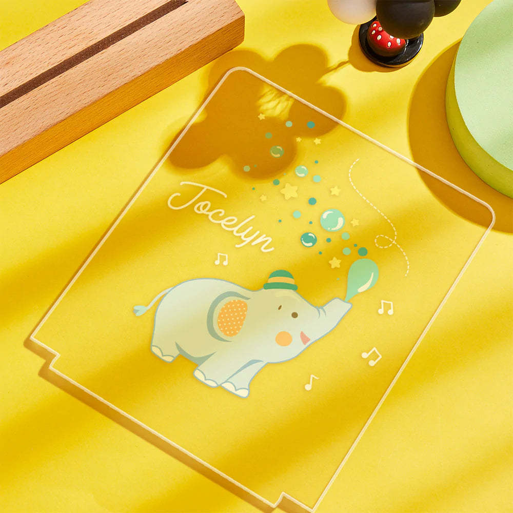Custom Engraved Elephant Night Light Personalized Acrylic Lamp Gift for Kids - photomoonlamp