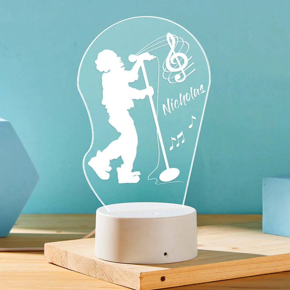 Custom Engraved LED Night Light Acrylic Light Up Singer Lamp Gift for Her - photomoonlamp