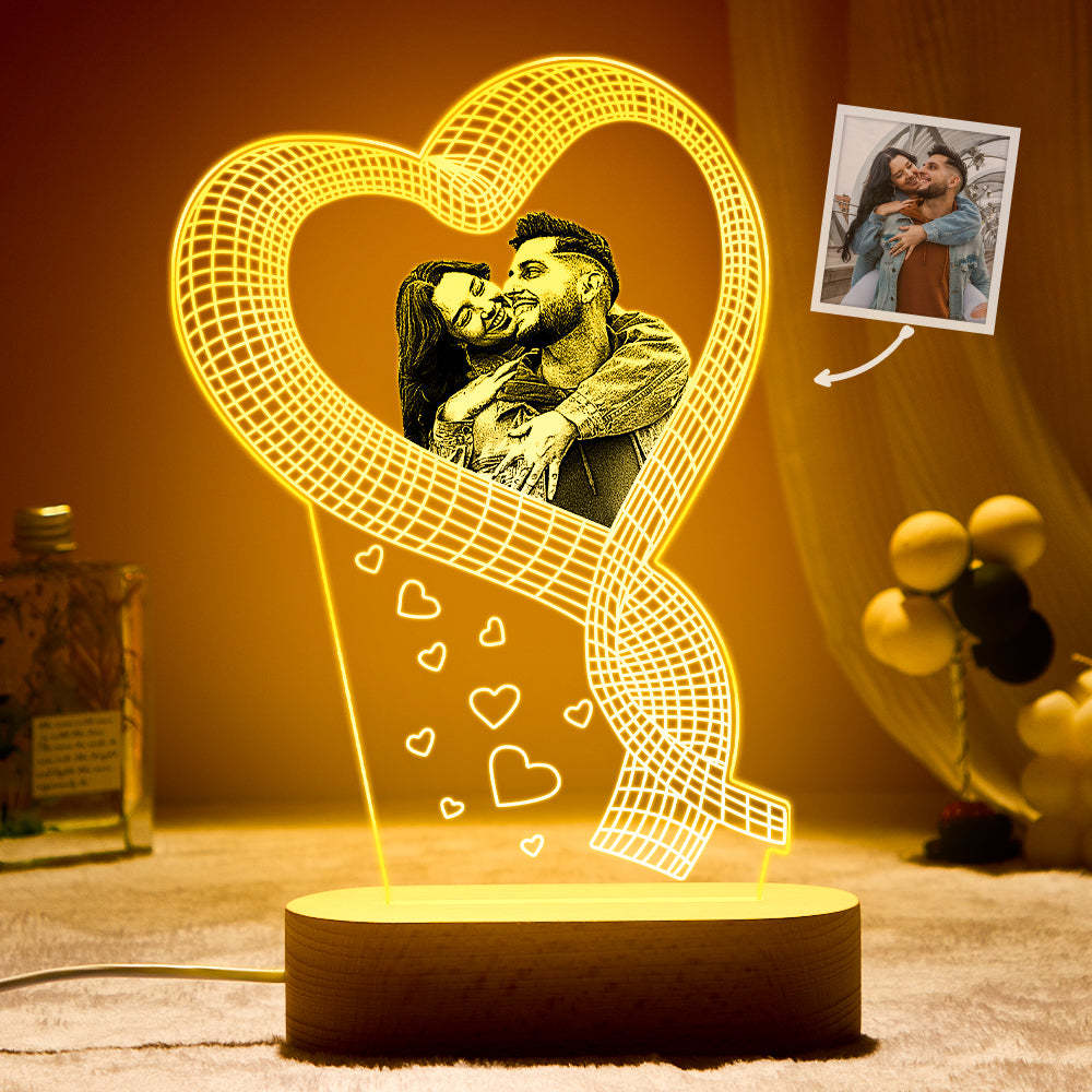 Custom Photo 3D Led Lamp Unique Colorful Night Light Couple Valentine's Day Gift - photomoonlamp