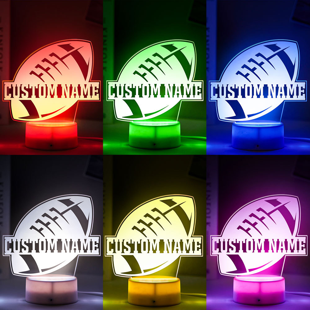 Custom Name Seven-Color Night Light Rugby Sports Style Lamp Gifts For Him - photomoonlamp