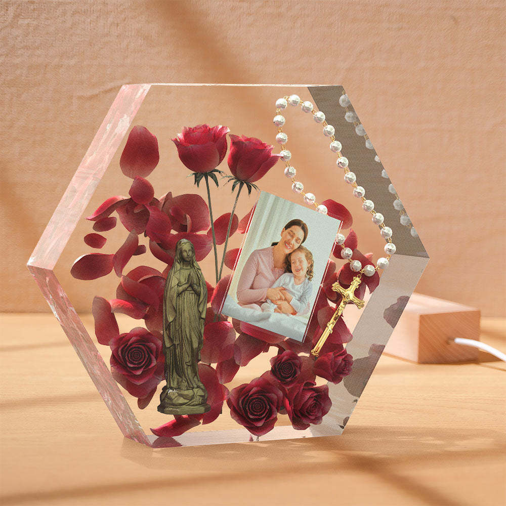 Custom Photo Night Light Three-dimensional Rose Epoxy Lamp Gifts - photomoonlamp