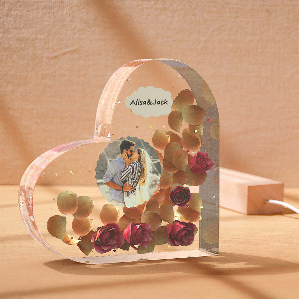 Custom Photo Engraved Night Light Heart Valentine's Day Epoxy Gifts - photomoonlamp