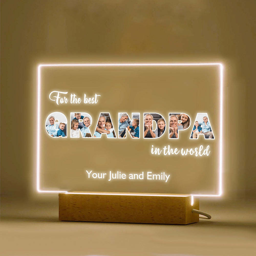 Custom Night Light Personalized Photo Acrylic Lamp Father's Day Gifts for Grandpa - photomoonlamp