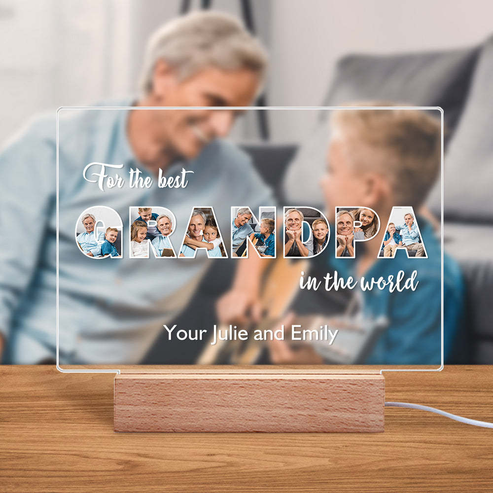 Custom Night Light Personalized Photo Acrylic Lamp Father's Day Gifts for Grandpa - photomoonlamp