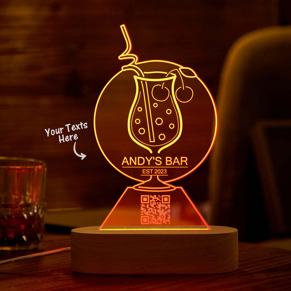 Personalized Qr Code Cherry Juice Night Light 7 Colors Acrylic 3D Lamp Father's Day Gifts - photomoonlamp