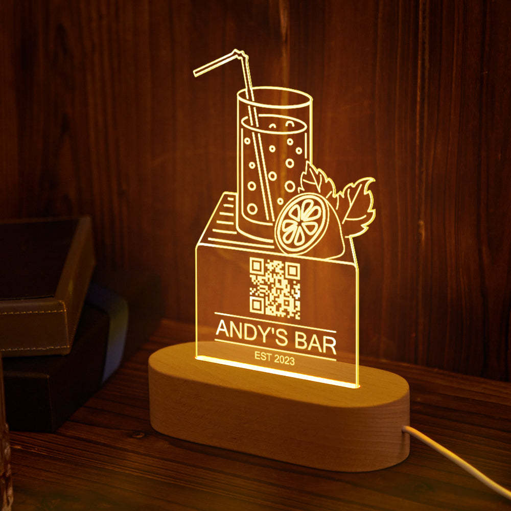 Personalized Qr Code Lemon Juice Night Light 7 Colors Acrylic 3D Lamp Father's Day Gifts - photomoonlamp