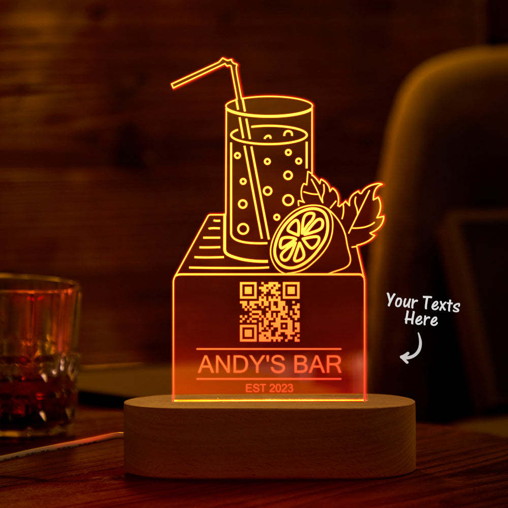 Personalized Qr Code Lemon Juice Night Light 7 Colors Acrylic 3D Lamp Father's Day Gifts - photomoonlamp