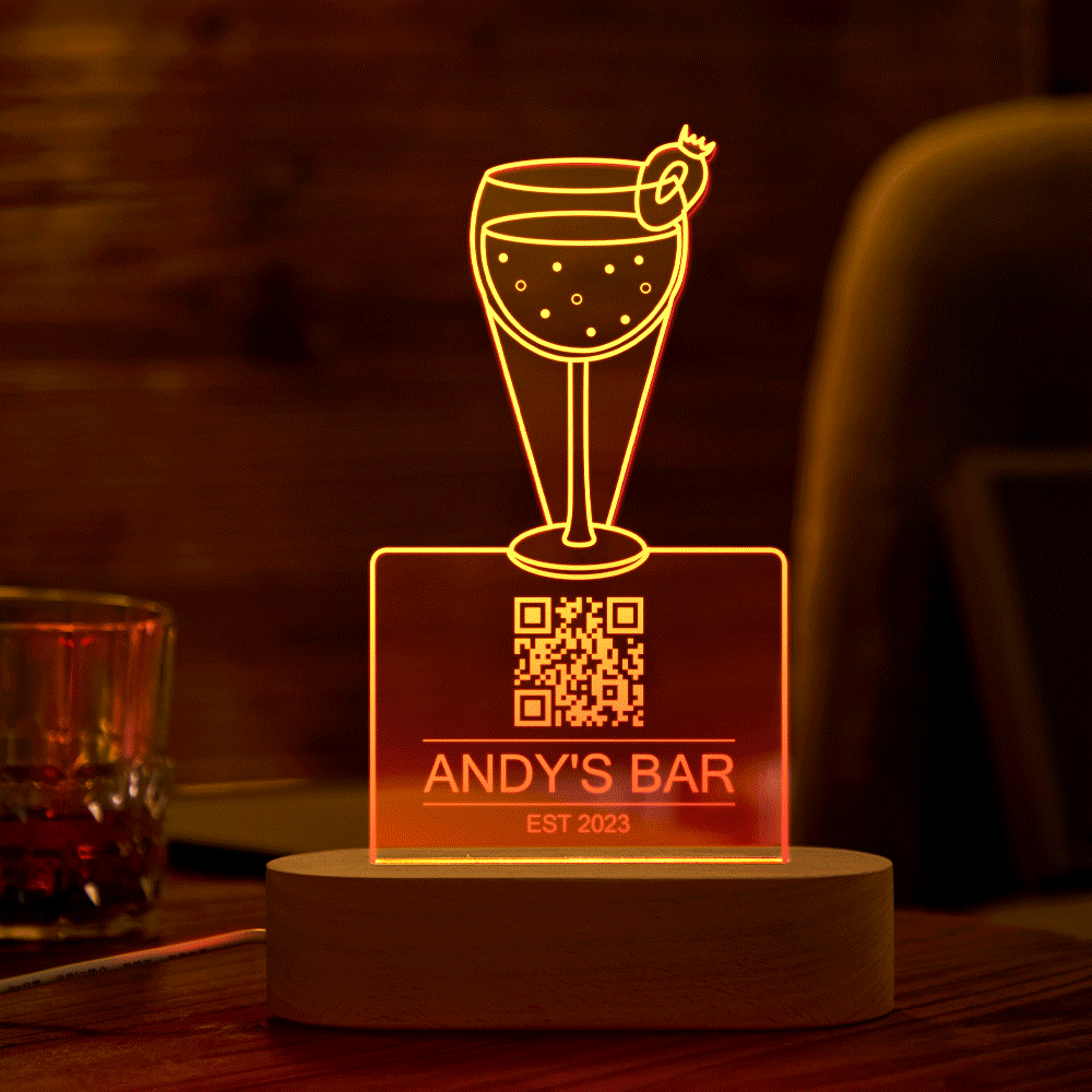Personalized Qr Code Strawberry Juice Night Light 7 Colors Acrylic 3D Lamp Father's Day Gifts - photomoonlamp
