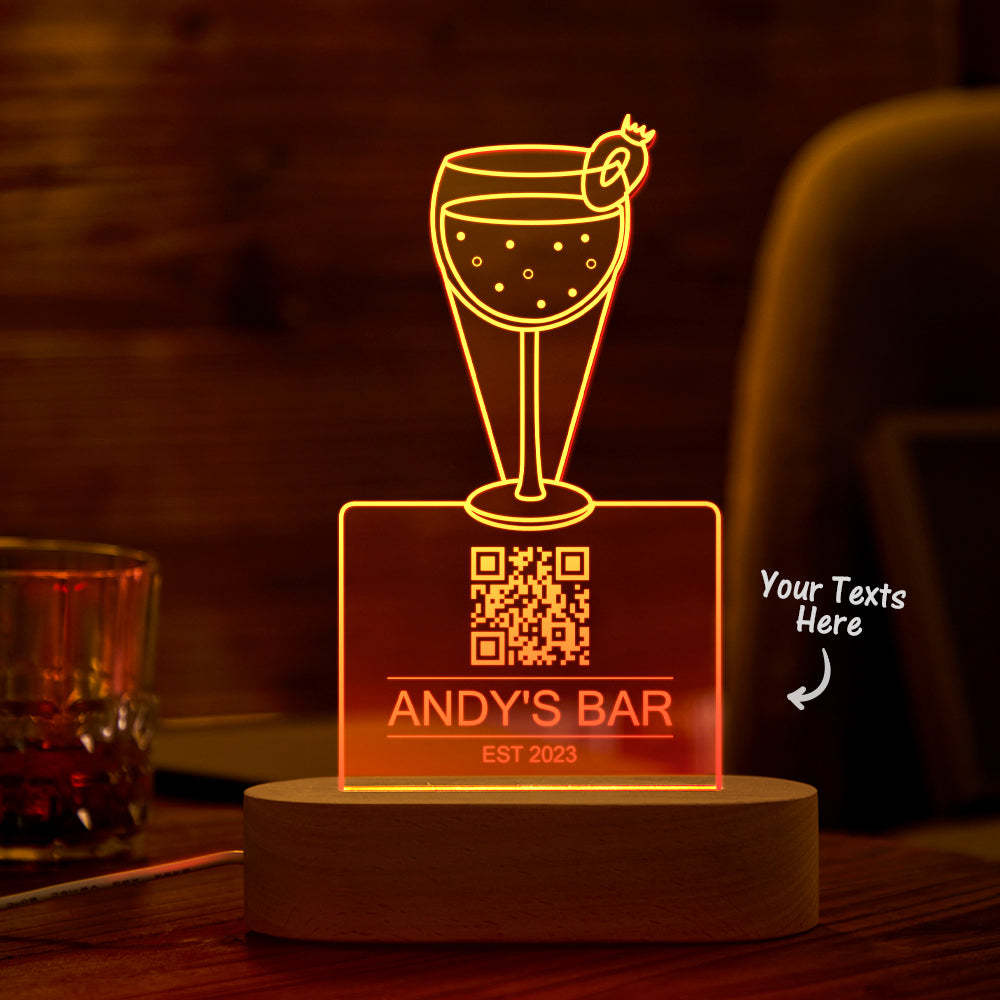 Personalized Qr Code Strawberry Juice Night Light 7 Colors Acrylic 3D Lamp Father's Day Gifts - photomoonlamp