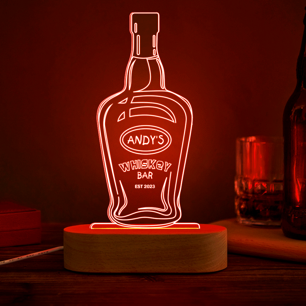Personalized Wine Night Light 7 Colors Acrylic 3D Lamp Father's Day Gifts - photomoonlamp
