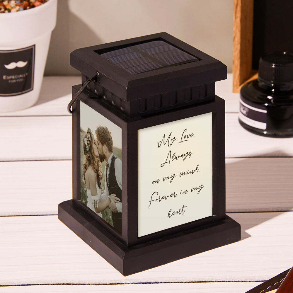 Anniversary Gifts for Couple, Personalized Photo Engraved Lantern Nightlight Lamp Memorial Lamp Solar Garden Light - photomoonlamp