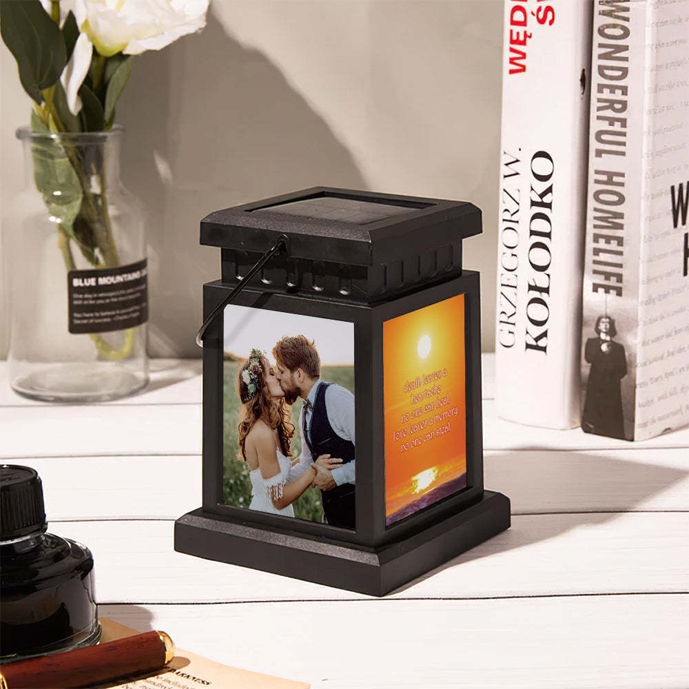 Anniversary Gifts for Couple, Personalized Photo Engraved Lantern Nightlight Lamp Memorial Lamp Solar Garden Light - photomoonlamp