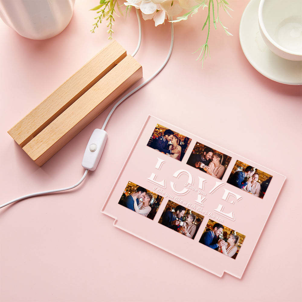 Personalized Name Led Night Light Customized Photo Lamp Gift for Her Anniversary Birthday Gifts - photomoonlamp