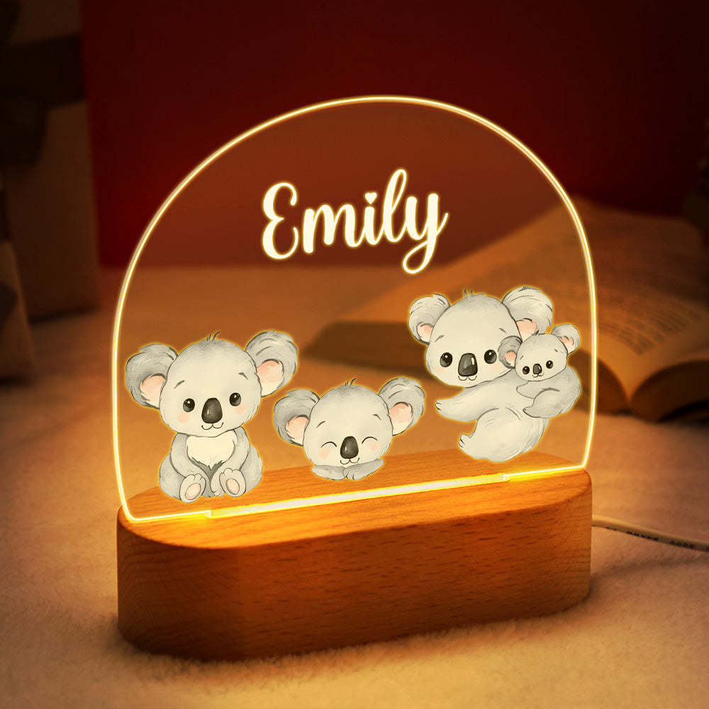 Personalized Name Baby Koala Night Light Custom Name Nursery Room Lamp Gift For Kids - photomoonlamp