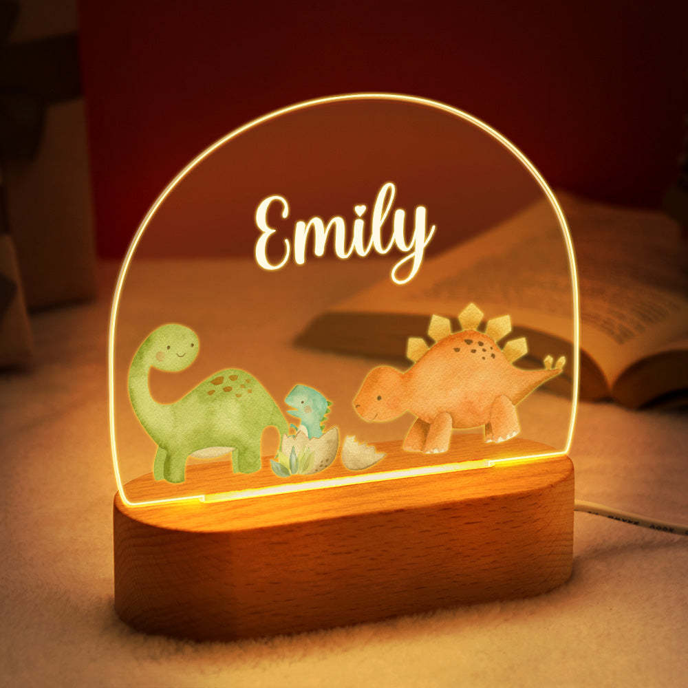 Personalized Name Baby Dinosaur Night Light Custom Name Nursery Room Lamp Gift For Kids - photomoonlamp