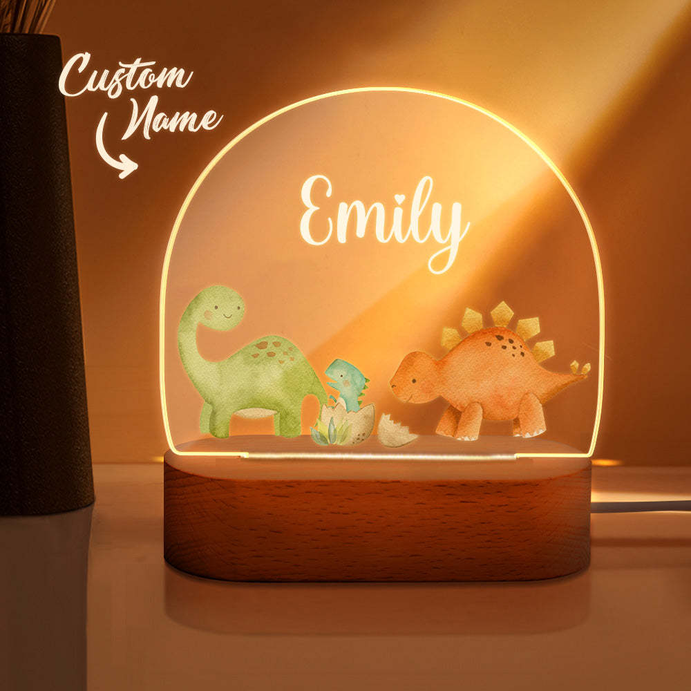Personalized Name Baby Dinosaur Night Light Custom Name Nursery Room Lamp Gift For Kids - photomoonlamp