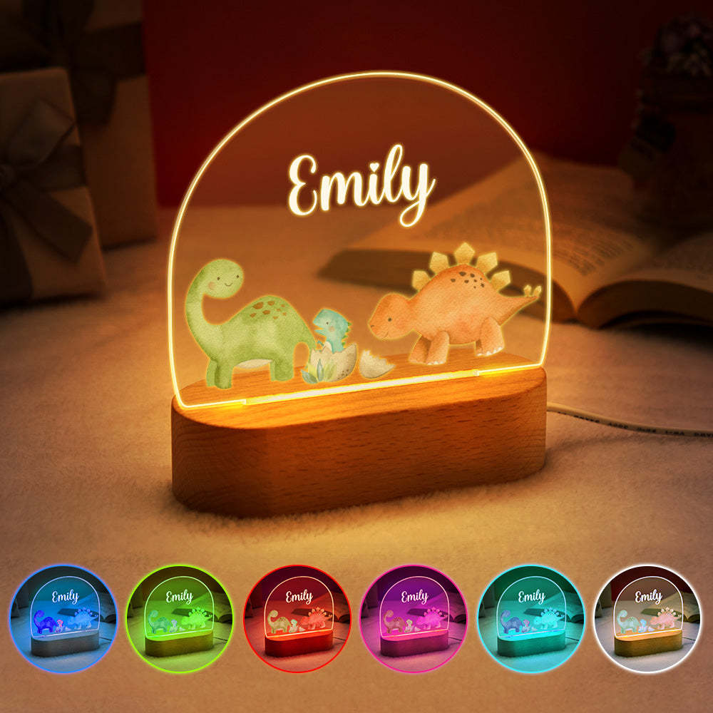 Personalized Name Baby Dinosaur Night Light Custom Name Nursery Room Lamp Gift For Kids - photomoonlamp