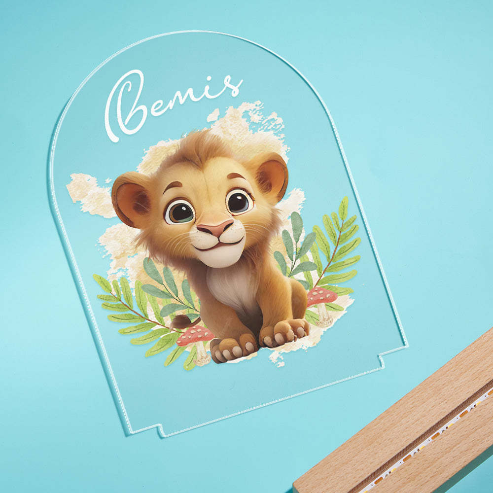 Personalized Lion Night Light For Baby Custom Name Smile Tiger Bedside Lamp - photomoonlamp
