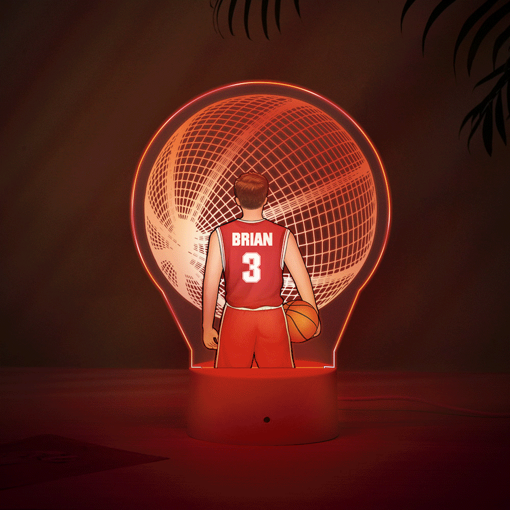 Custom Basketball Player Lamp Personalized Name And Number 3D LED Light Multi Color Base - photomoonlamp