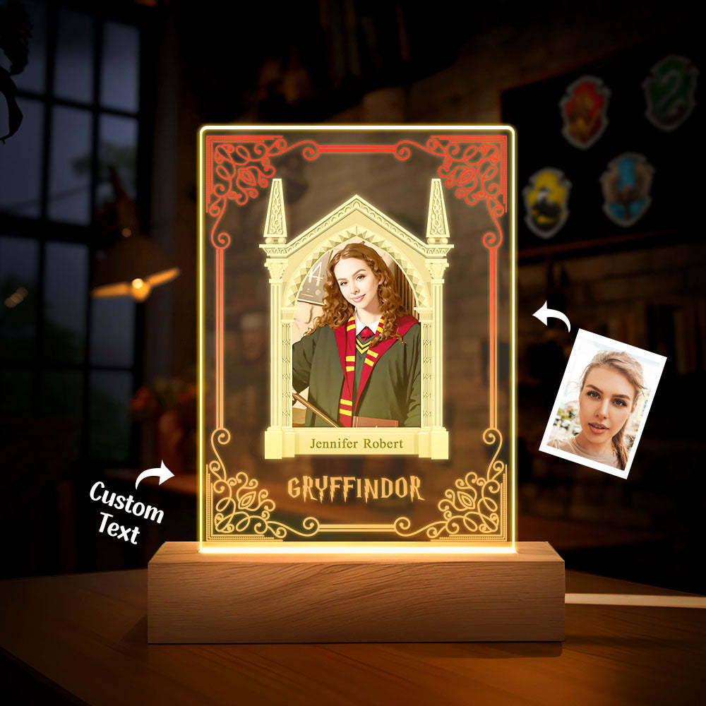 Custom Photo Plaque Hufflepuff House Student Personalized Face Portrait Lamp - photomoonlamp