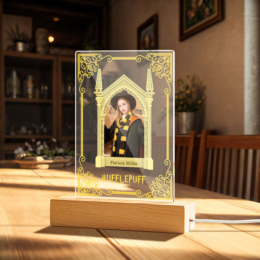 Custom Photo Plaque Hufflepuff House Student Personalized Face Portrait Lamp - photomoonlamp