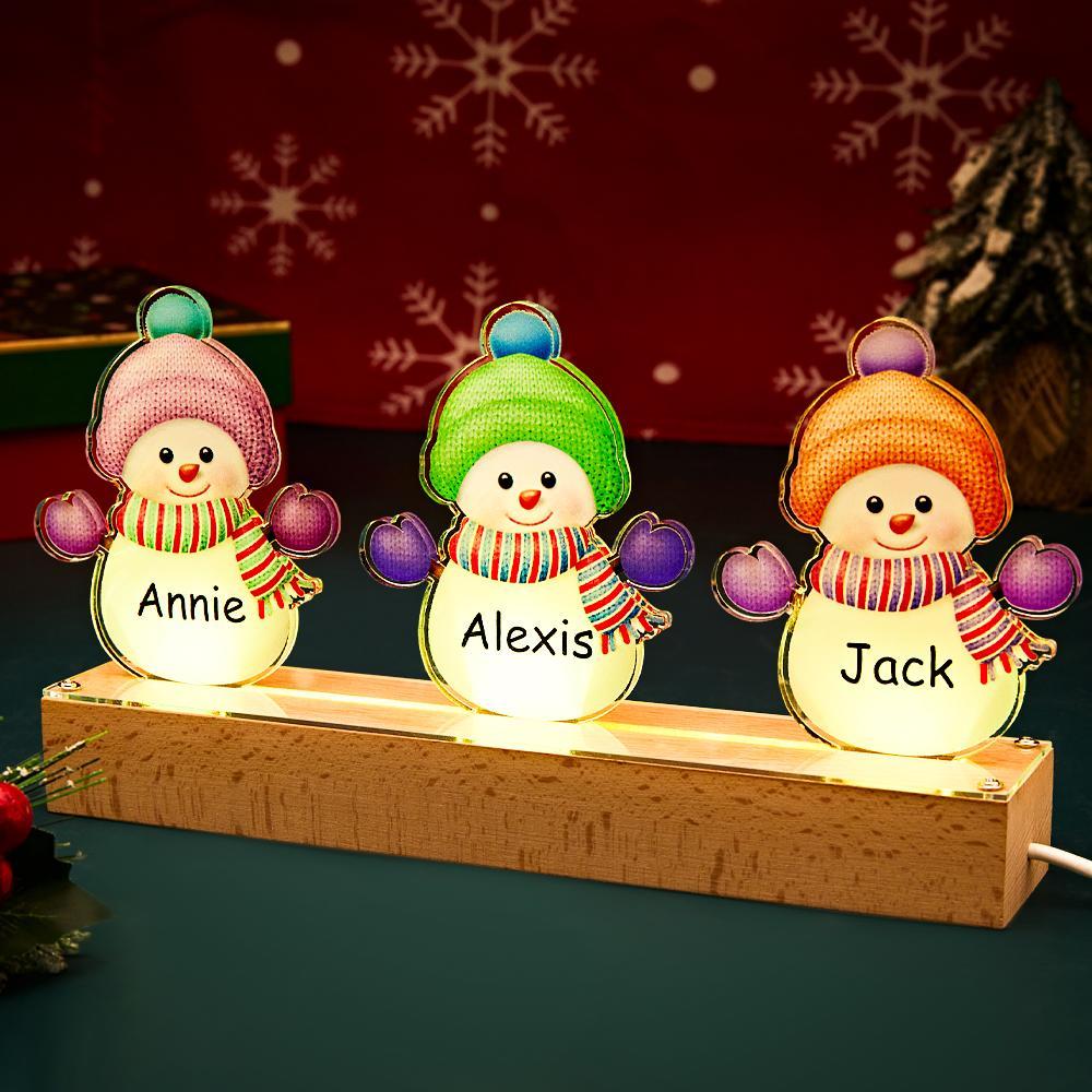 Personalized Christmas Night Light With Name Snowman Led Night Light Custom Christmas Gift Family Name Gift For Mom - photomoonlamp