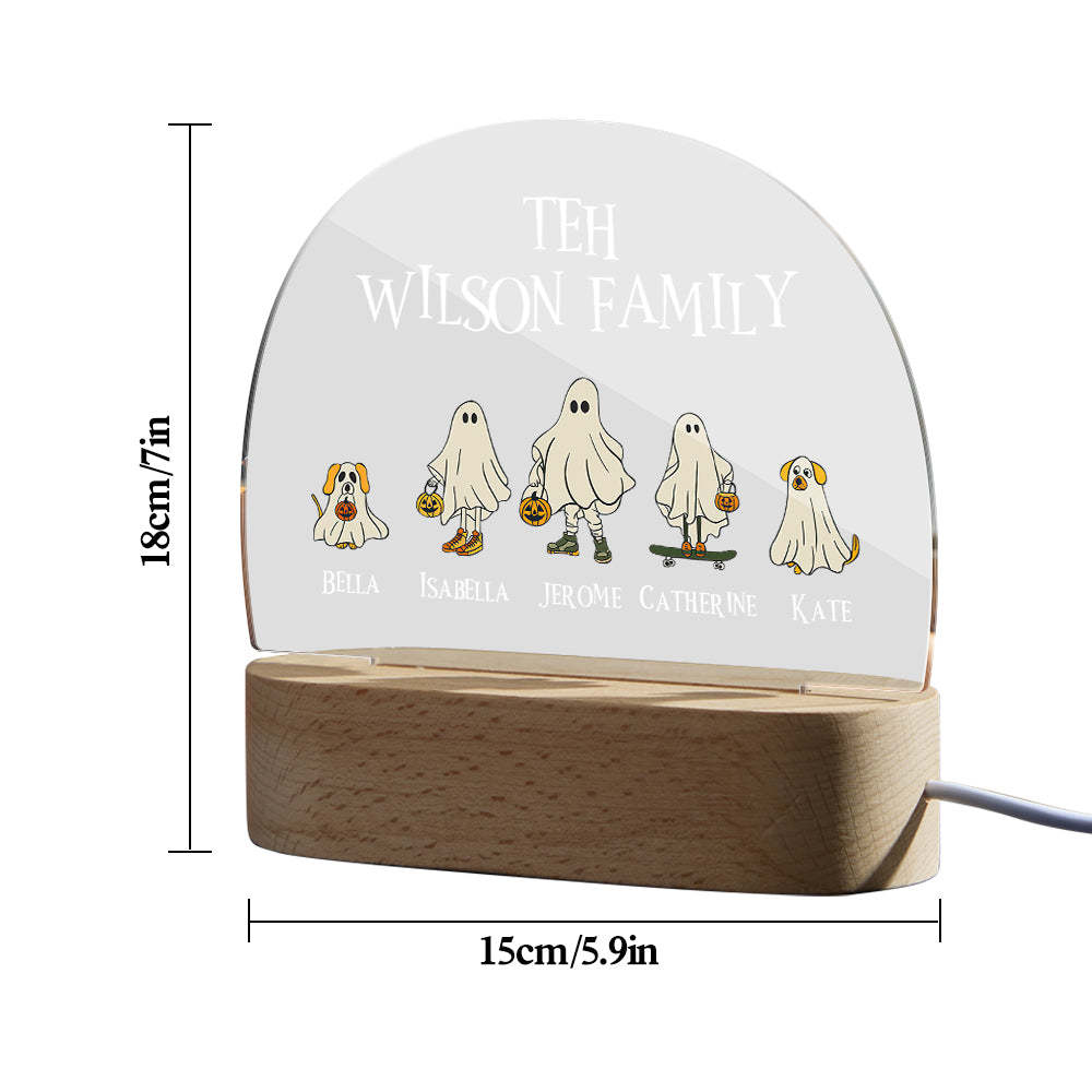 Personalised Halloween Night Light with Ghost Custom Family Name Lamp Halloween Decor Gift - photomoonlamp