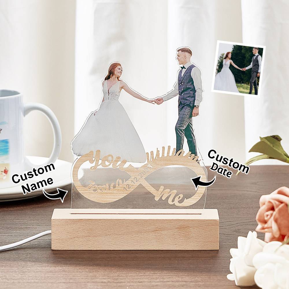 Personalized Photo Night Light Custom Infinity Couple Lamp Romantic Valentine's Day Gifts - photomoonlamp