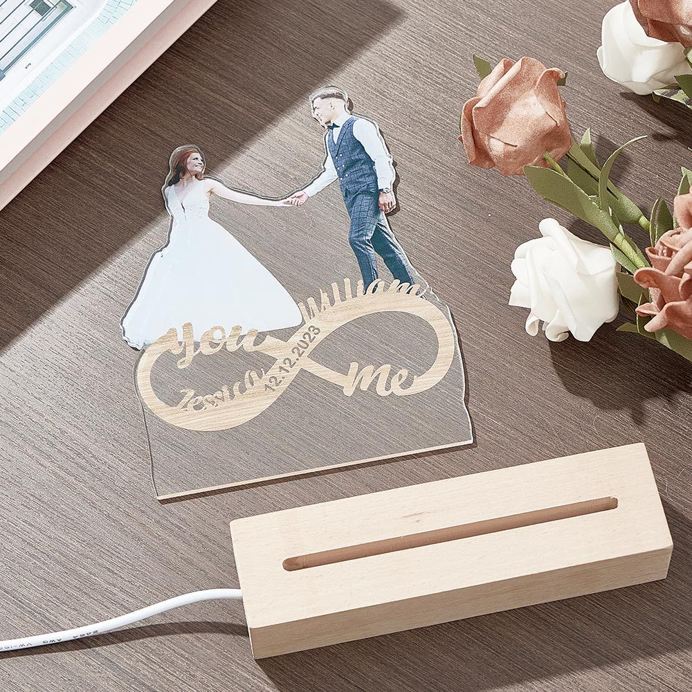 Personalized Photo Night Light Custom Infinity Couple Lamp Romantic Valentine's Day Gifts - photomoonlamp