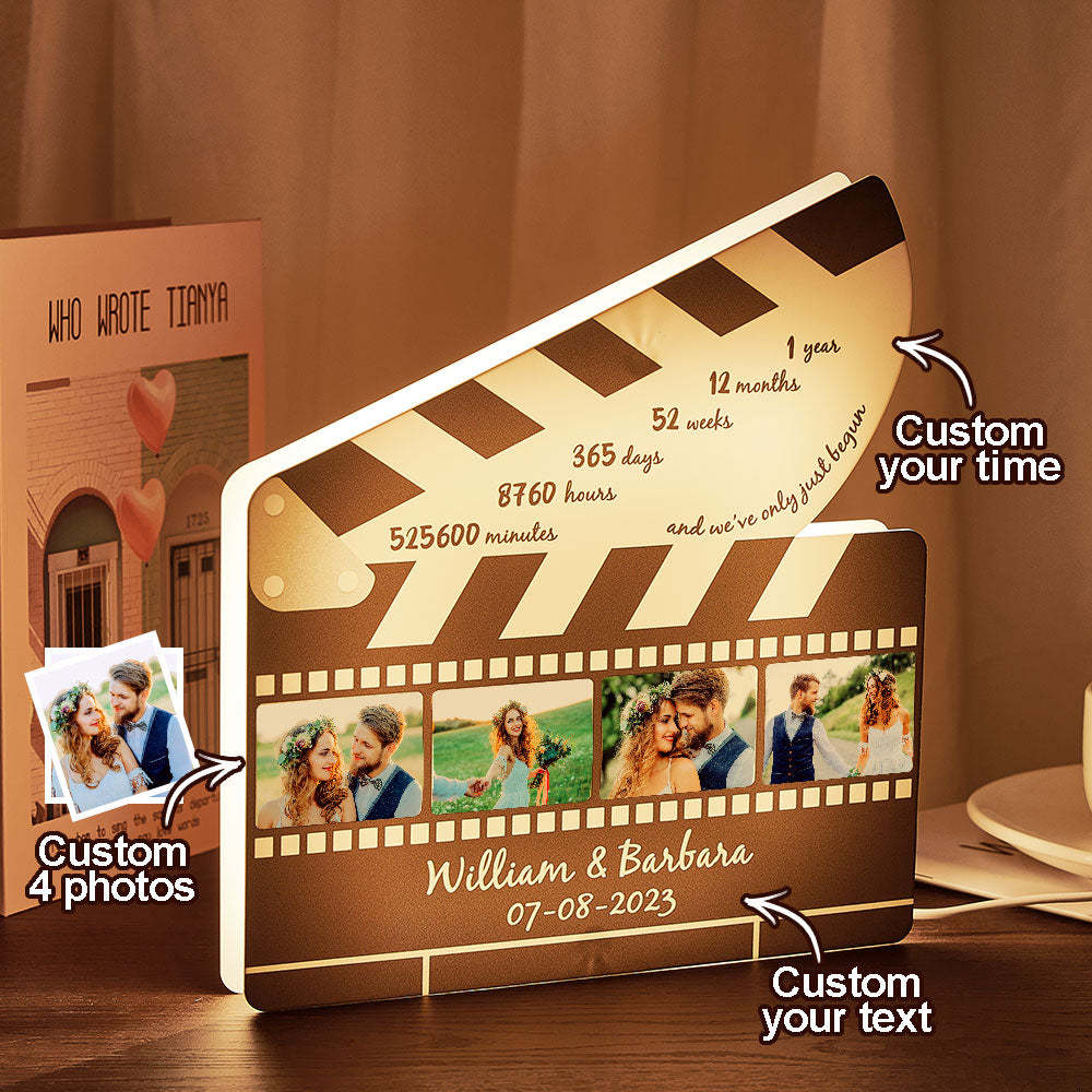 Personalized Film Roll Night Light Custom Photo Acrylic Lamps Anniversary Gift for Couple - photomoonlamp