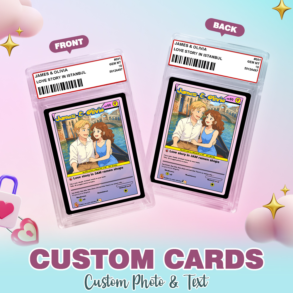 Custom Couple Card Personalized Love Gift for Anniversary, Valentine's Day or Birthday - PhotoMoonLamp